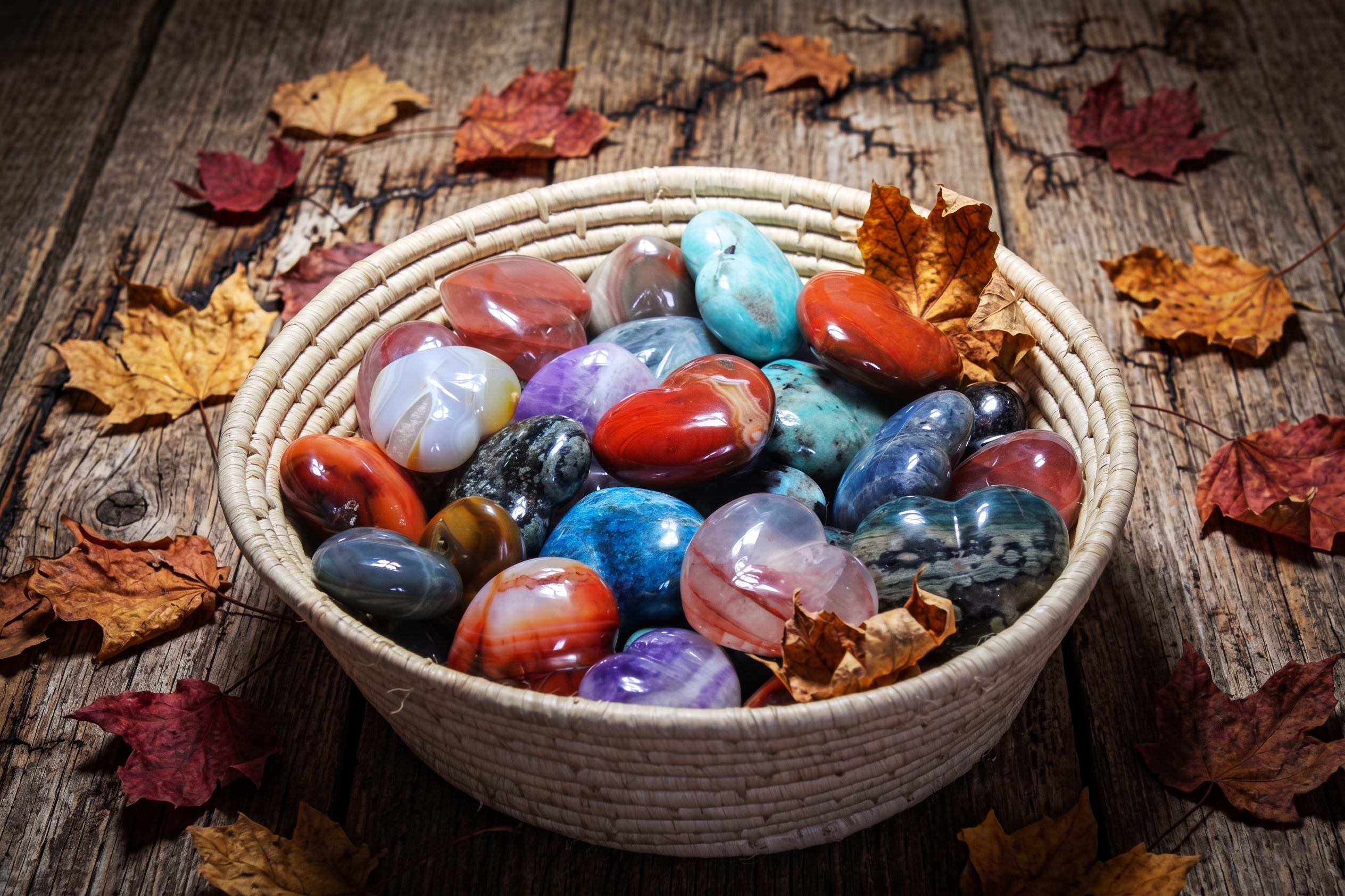 Gemstone Heart Carvings
