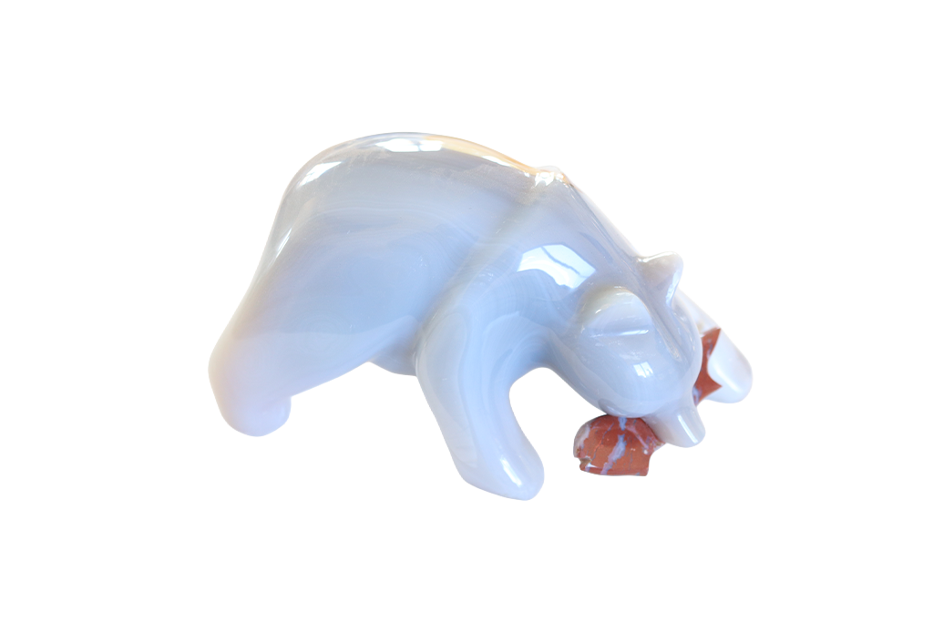 Agate Bear Eating Fish Carvings - Price per Piece