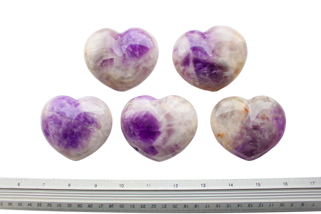 Amethyst Gemstone Heart Carvings - 2.5 in - Price per Piece
