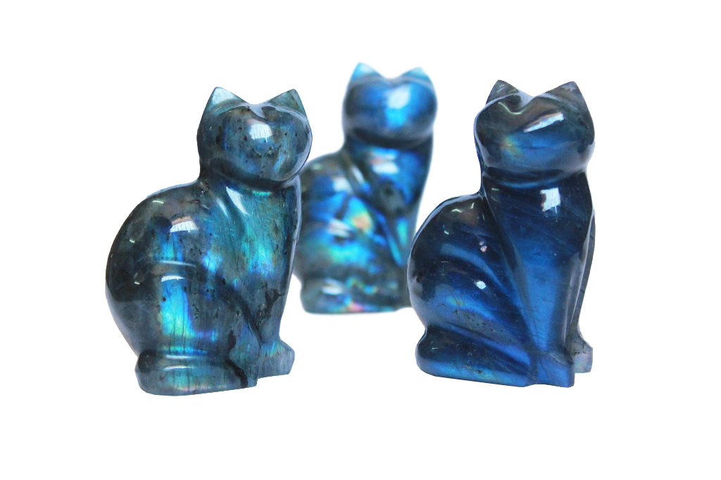 Labradorite Small Cat Carvings - Price per Piece