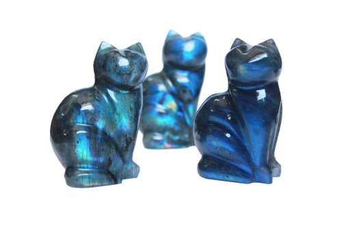 Labradorite Small Cat Carvings - Price per Piece