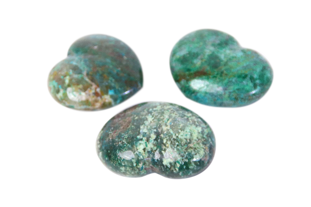 Chrysocolla Gemstone Heart Carvings - 2 in - Price per Piece