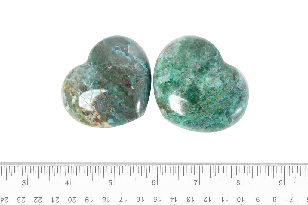 Chrysocolla Gemstone Heart Carvings - 2 in - Price per Piece