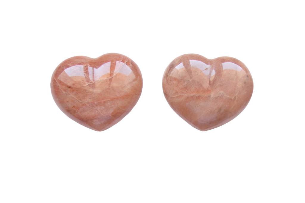 Peach Moonstone Gemstone Small Jewelry Heart Carvings