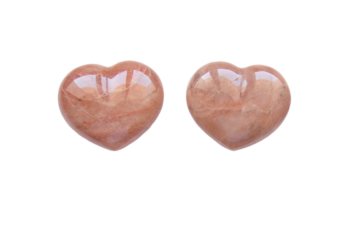 Peach Moonstone Gemstone Small Jewelry Heart Carvings