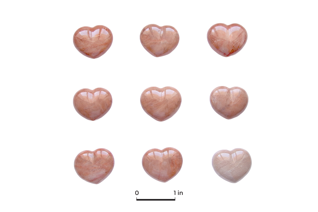 Peach Moonstone Gemstone Small Jewelry Heart Carvings