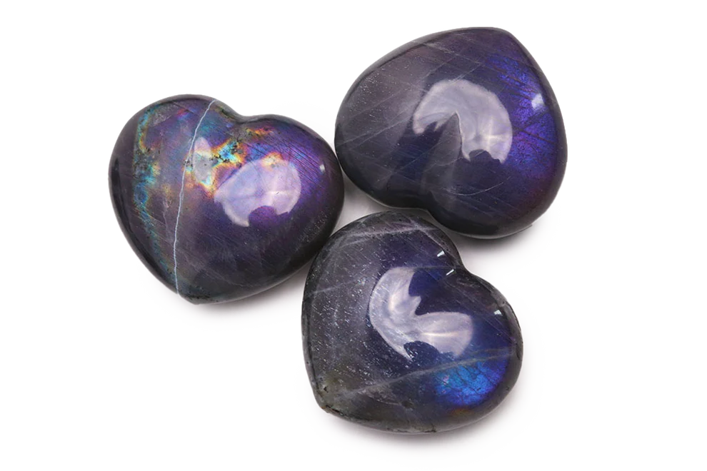 Labradorite - Purple - Gemstone Heart Carvings - 2.5 in - Price per Piece