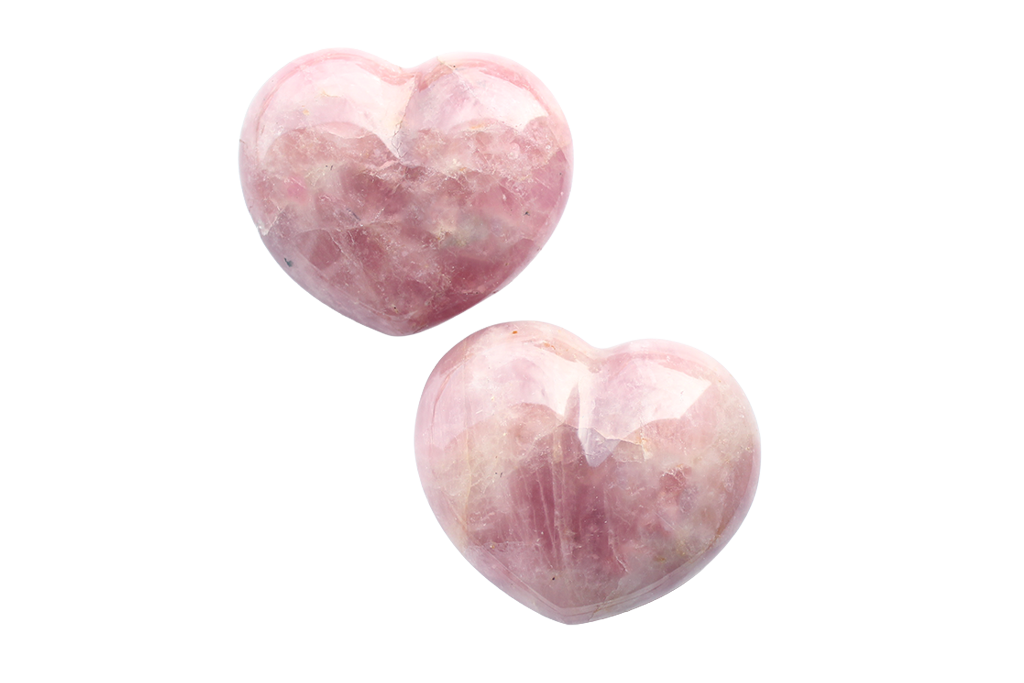 Lavender Rose Quartz Gemstone Heart Carvings - 2.5 in - Price per Piece