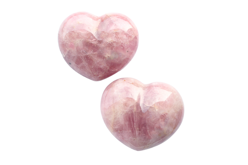 Lavender Rose Quartz Gemstone Heart Carvings - 2.5 in - Price per Piece