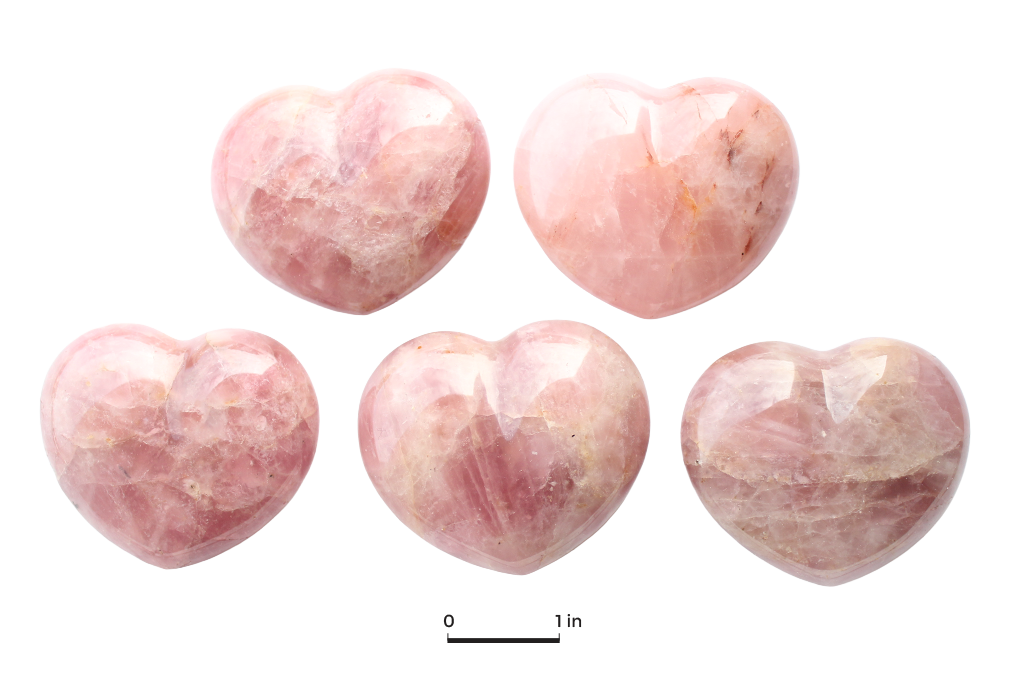 Lavender Rose Quartz Gemstone Heart Carvings - 2.5 in - Price per Piece