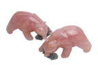 Rose Quartz Bear Eating Fish Carvings - Price per Piece
