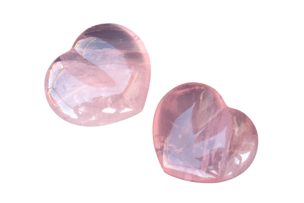 Star Rose Quartz Gemstone Heart Carvings - 2.5 in - Price per Piece