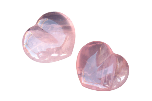 Star Rose Quartz Gemstone Heart Carvings - 2.5 in - Price per Piece
