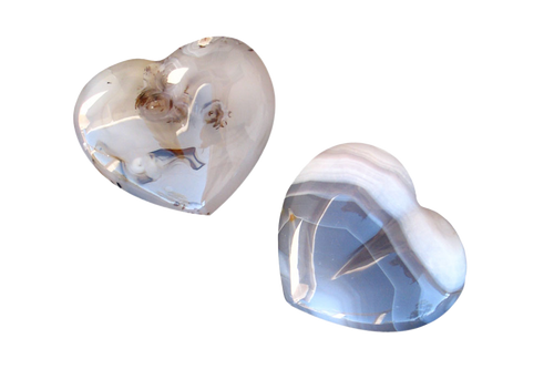 Agate Gemstone Heart Carvings - 2.5 in - Price per Piece