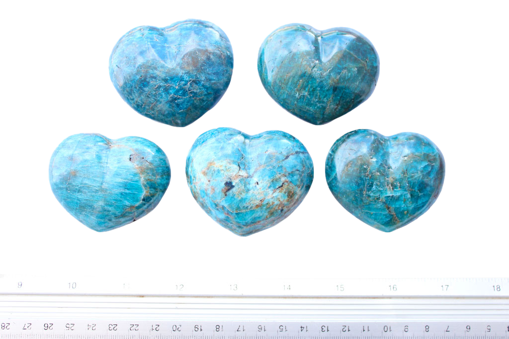 Apatite Gemstone Heart Carvings - 2 in - Price per Piece