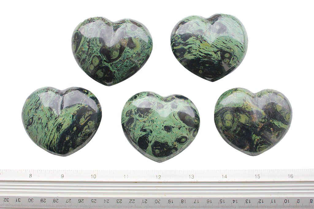 Crocodile Jasper Gemstone Heart Carvings - 2 in - Price per Piece