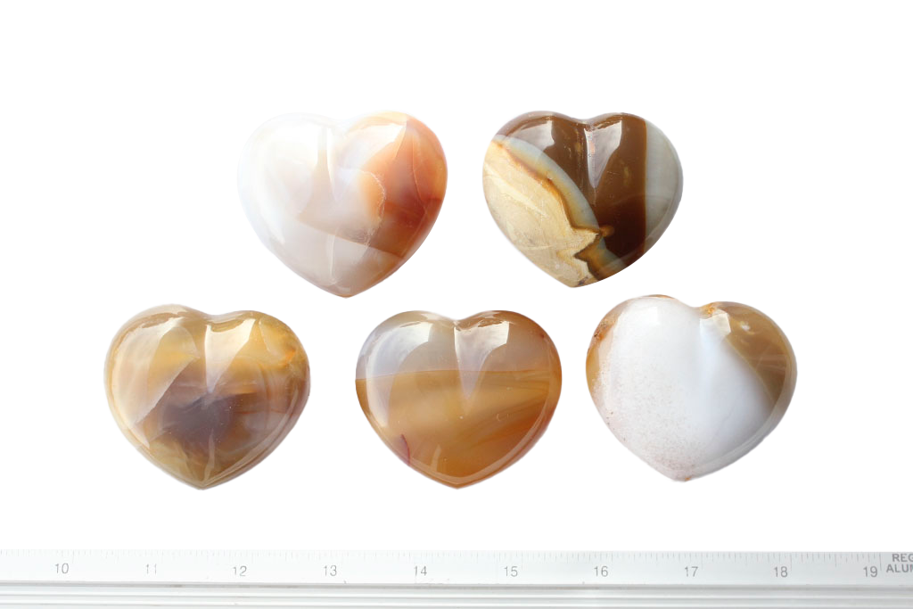 Agate Gemstone Heart Carvings - 2 in - Price per Piece