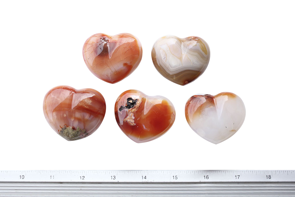 Carnelian Gemstone Heart Carvings - 2 in - Price per Piece
