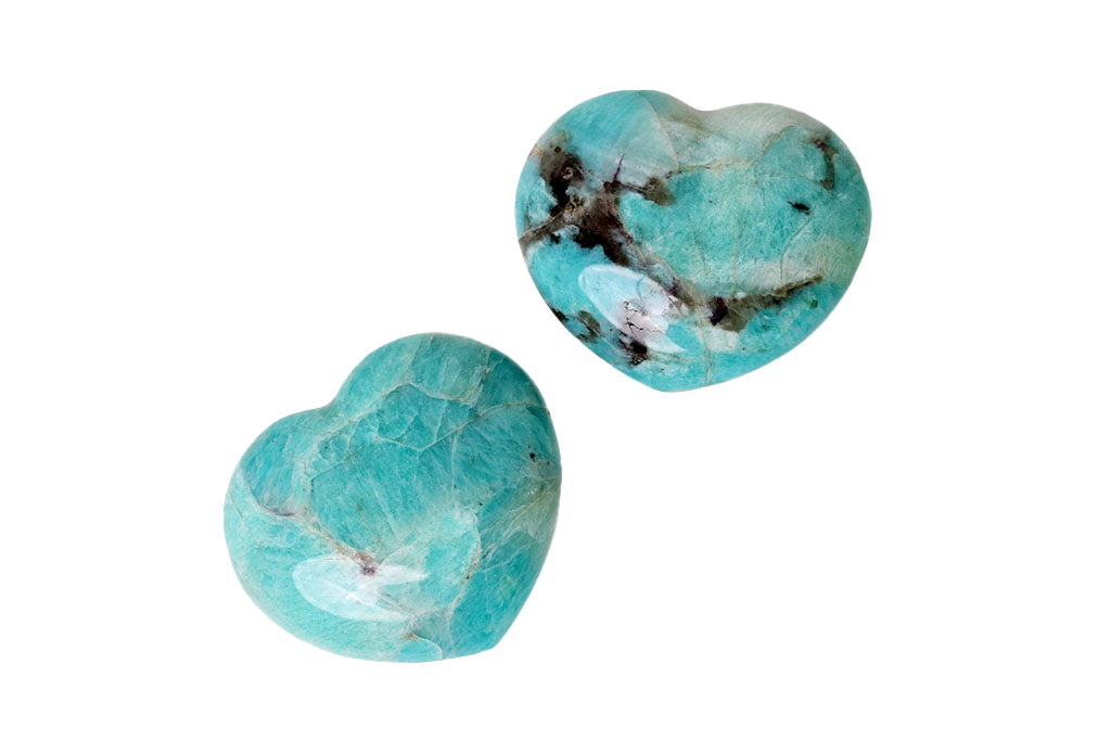 Amazonite Gemstone Heart Carvings - 2.5 in - Price per Piece