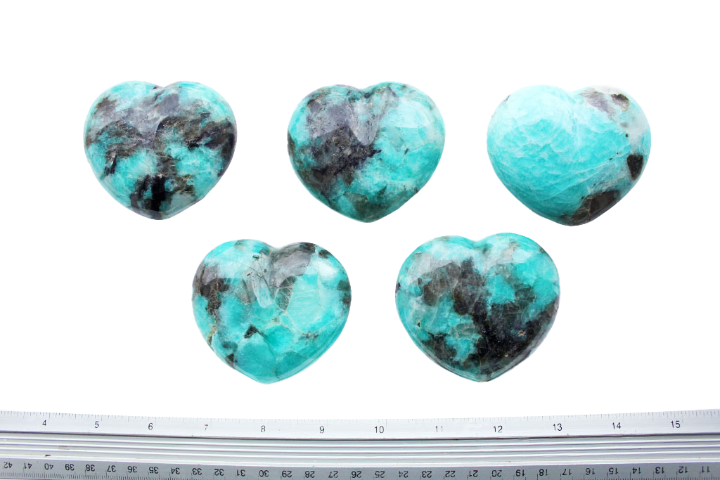 Amazonite Gemstone Heart Carvings - 2.5 in - Price per Piece