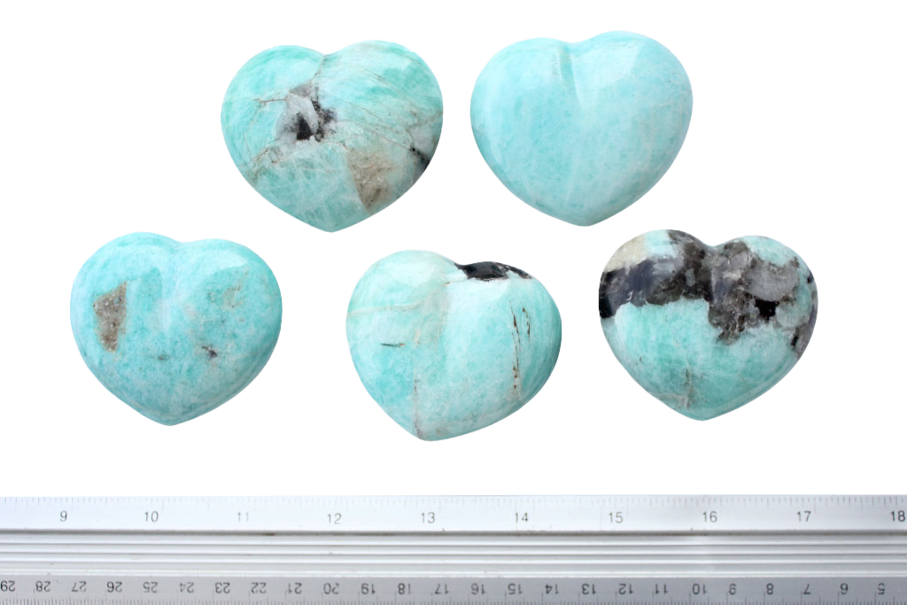 Amazonite Gemstone Heart Carvings - 2 in - Price per Piece