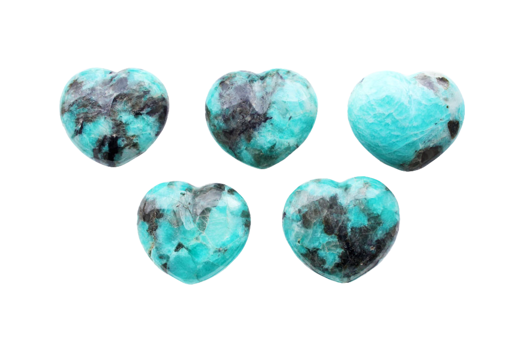 Amazonite Gemstone Heart Carvings - 2.5 in - Price per Piece