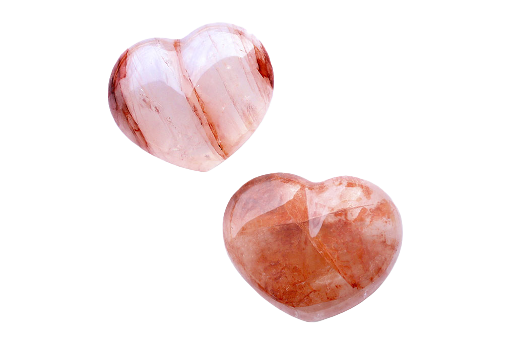 Fire Quartz Gemstone Heart Carvings - 2 in - Price per Piece