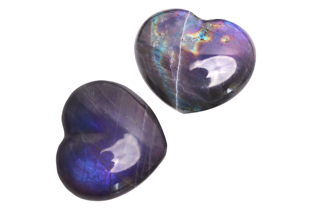 Labradorite - Purple - Gemstone Heart Carvings - 2 in - Price per Piece